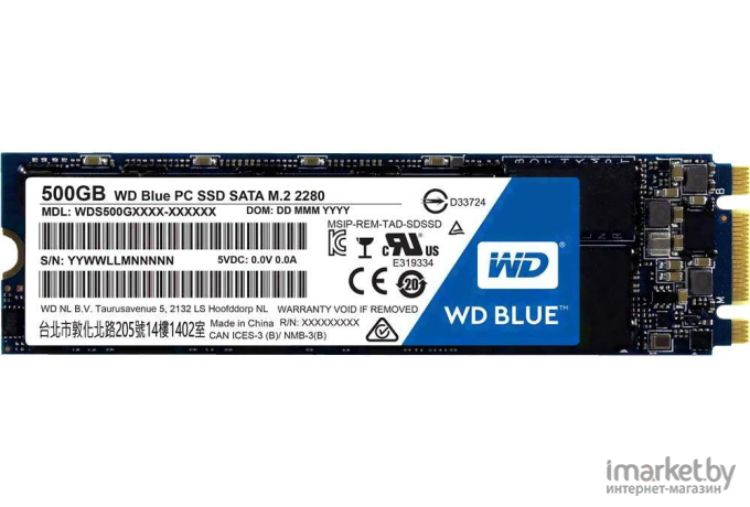 SSD-диск Western Digital M.2 2280 500GB 3D TLC Blue [WDS500G2B0B]