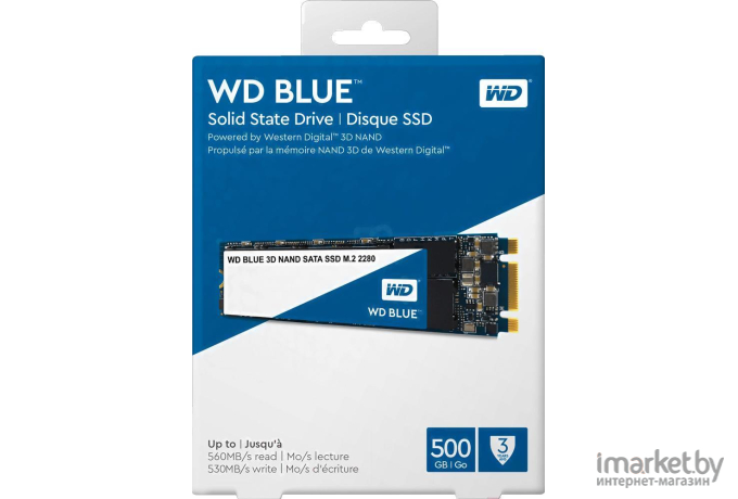 SSD-диск Western Digital M.2 2280 500GB 3D TLC Blue [WDS500G2B0B]