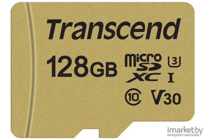 Карта памяти Transcend 128GB microSDXC Class 10 UHS-I U1 V30 R95, W60MB/s with adapter [TS128GUSD500S]