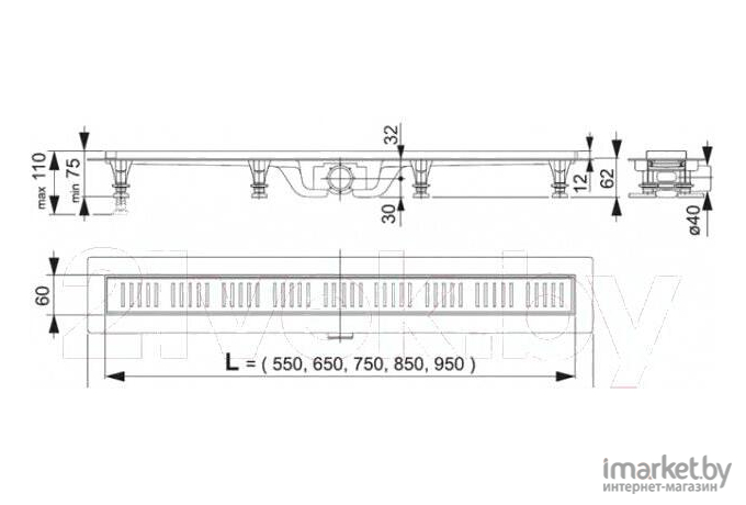 Трап/канал Alcaplast APZ10-750M