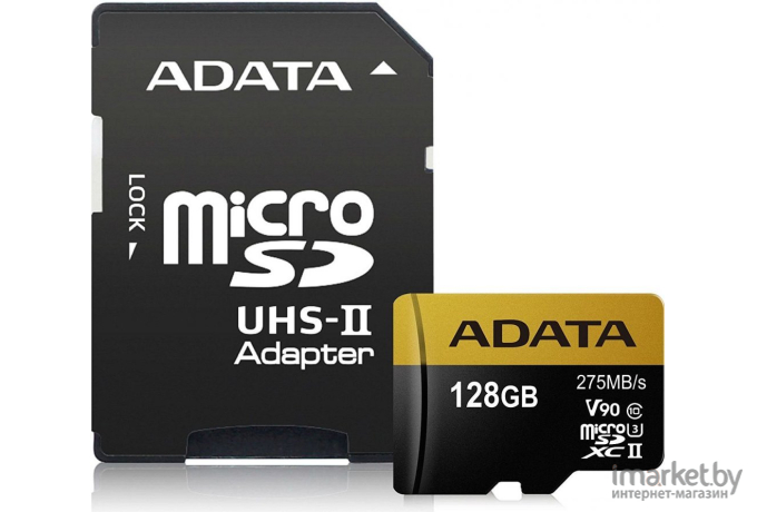 Карта памяти A-Data Premier ONE microSDXC UHS-II 128GB + адаптер [AUSDX128GUII3CL10-CA1]