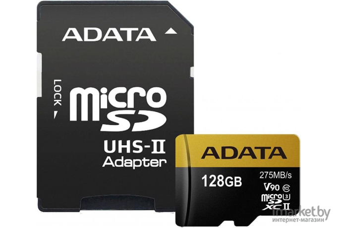 Карта памяти A-Data Premier ONE microSDXC UHS-II 128GB + адаптер [AUSDX128GUII3CL10-CA1]