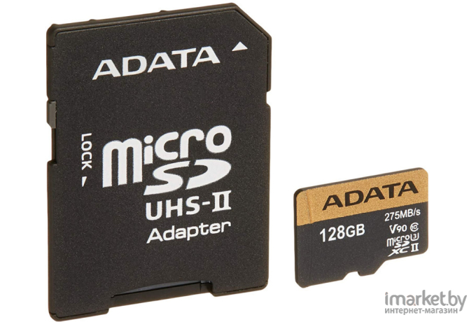 Карта памяти A-Data Premier ONE microSDXC UHS-II 128GB + адаптер [AUSDX128GUII3CL10-CA1]