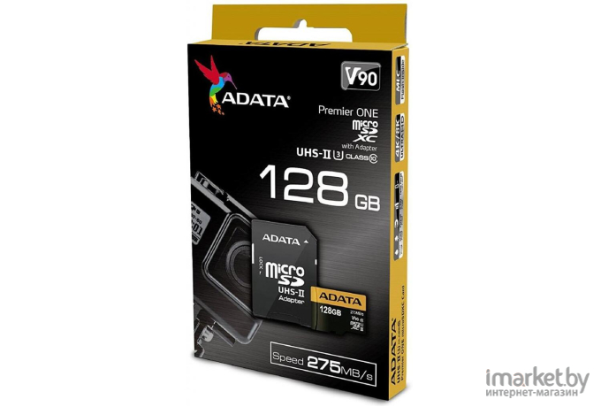 Карта памяти A-Data Premier ONE microSDXC UHS-II 128GB + адаптер [AUSDX128GUII3CL10-CA1]