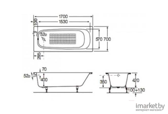 Ванна чугунная Roca Continental 170x70 / 21291100R