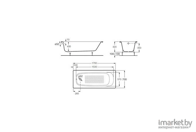 Ванна чугунная Roca Continental 170x70 / 21291100R