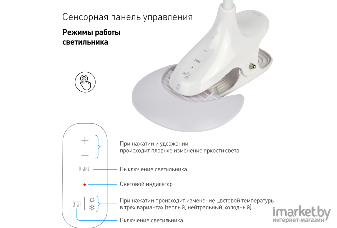 Светильник ЭРА настольный NLED-454-9W-W  белый [Б0019132]