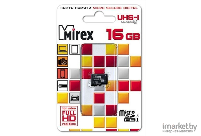 Карта памяти Mirex 13612-MCSUHS16 microSDHC 16GB