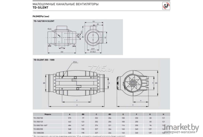 Вентилятор вытяжной Soler&Palau TD-160/100 N Silent / 5211318000