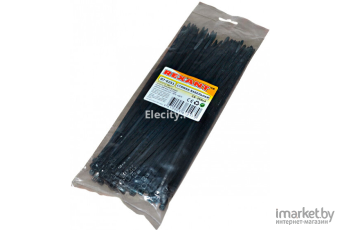 Кабельный крепеж Rexant Стяжки нейлоновые 250x4.0mm 100шт Black [07-0251]