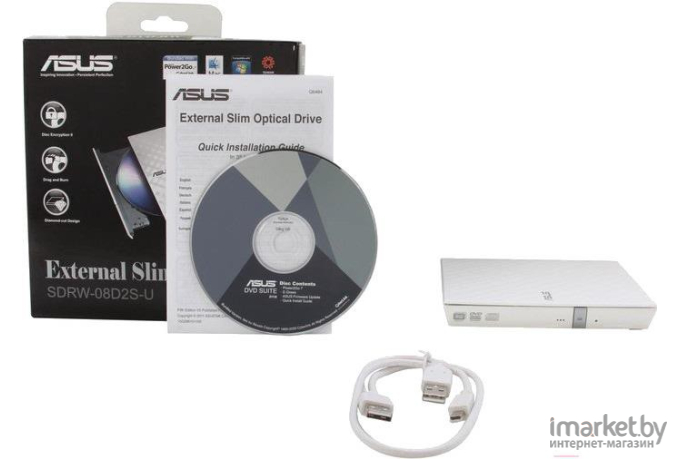 Привод DVD Multi Asus SDRW-08D2S-U / 90-DQ0436-UA221KZ (белый)