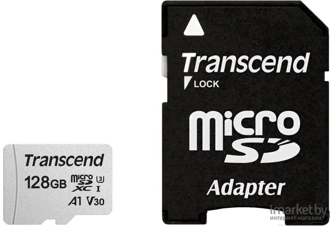 Карта памяти Transcend microSDXC 300S 128GB Class 10 UHS-I U3 (TS128GUSD300S-A)