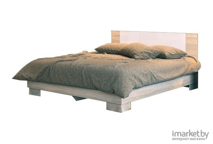 Кровать SV-Мебель Лагуна 2 160/200 дуб сонома/белый глянец [00-00003914]