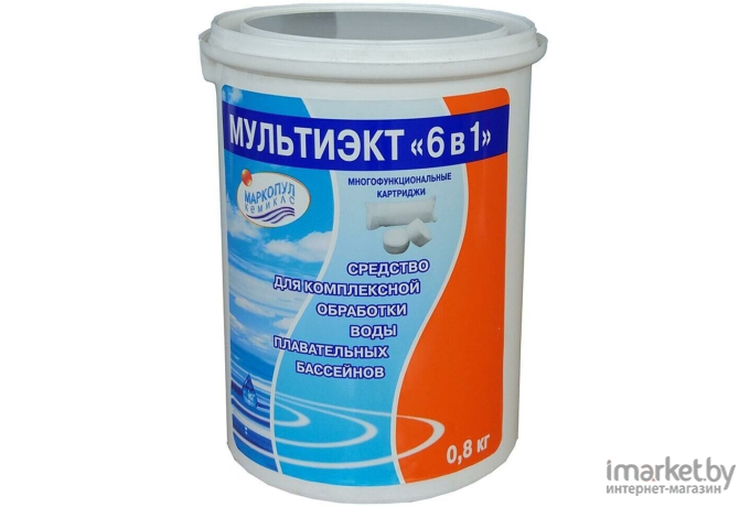 Средство для комплексной обработки воды Маркопул Кемиклс Мультиэкт 6 в 1 в картриджах 0.8 кг