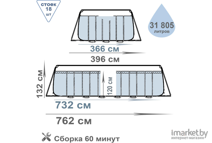 Каркасный бассейн Intex 26368 732x366