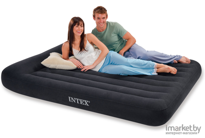 Надувной матрас Intex Pillow Rest 64148 (с компрессором) 220V 137х191х25см