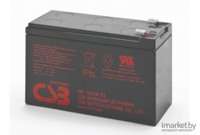 Аккумулятор для ИБП CSB HRL1234W F2 (12В/9 А ч)