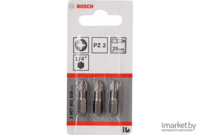 Бита Bosch PZ2 XH 3шт 25мм [2.607.001.558]