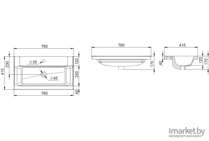 Умывальник AM.PM Gem M90WCC0752WG 76x41.5