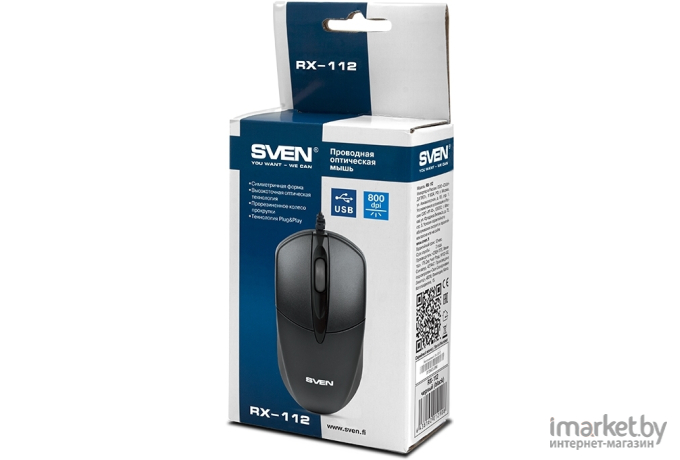 Мышь SVEN RX-112 USB серый