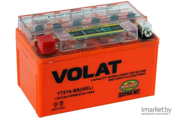 Мотоциклетный аккумулятор VOLAT YTX7A-BS iGEL 7Ah [YTX7A-BS (iGEL) L+]