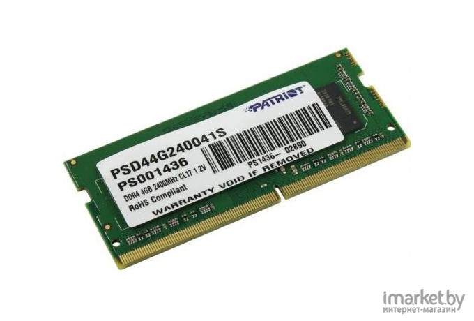 Оперативная память Patriot Signature Line 4GB DDR4 SODIMM PC4-19200 PSD44G240041S