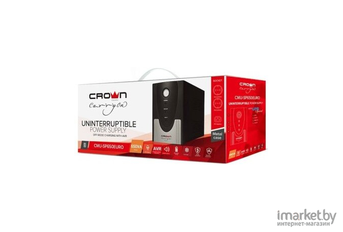 Источник бесперебойного питания CROWN Line Intractive CMU-SP650IEC 650VA\360W металл [CM000001867]