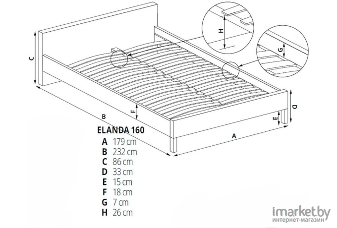 Кровать Halmar Elanda 160/200 светло-серый [V-CH-ELANDA_160-LOZ-J.POPIEL]