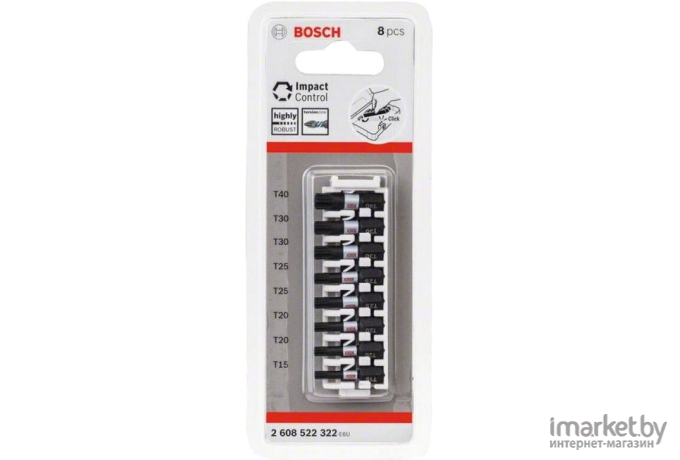 Набор ударных бит и сверл Bosch Torx T15, T20 (2 шт), T25 (2 шт) , T30 (2 шт) , T40 [2.608.522.322]