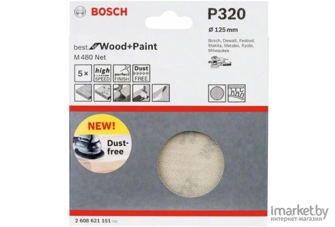 Шлифовальный круг Bosch 125мм G320 5шт [2.608.621.151]