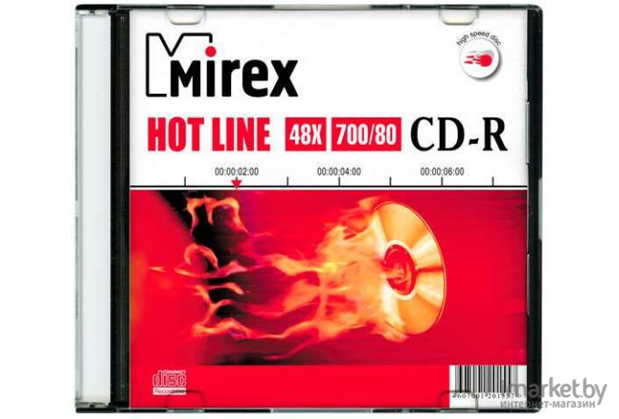 Оптический диск Mirex CD-R 700Mb HotLine 48x slim целофанирован [UL120050A8S]