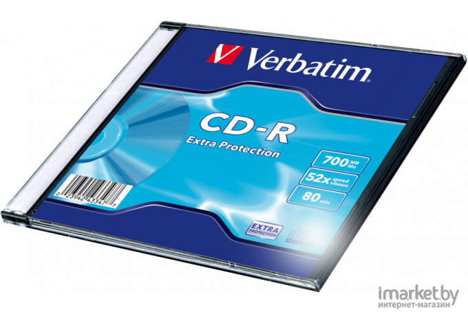 Оптический диск Verbatim CD-R 700Mb DL Extra Protection 52x slim целлофанирован [43347]