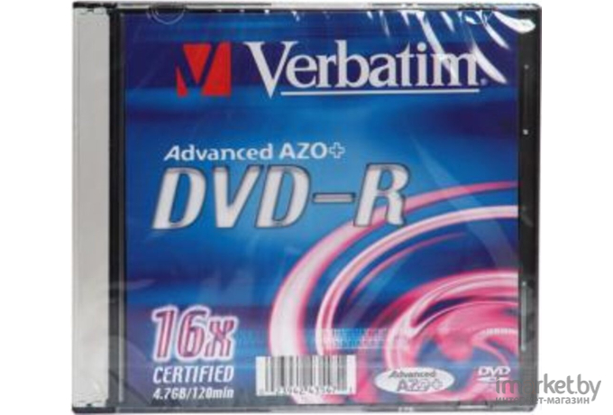 Оптический диск Verbatim DVD-R 4.7Gb 16x Matt Silver SlimCase [43547]