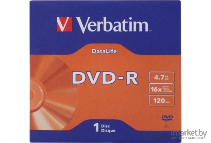 Оптический диск Verbatim DVD-R 4.7Gb 16x DL в в конверте [43844]