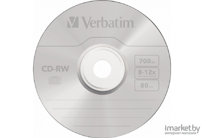 Оптический диск Verbatim CD-RW 700Mb 12х DLP Silver 10 шт CakeBox [43480]