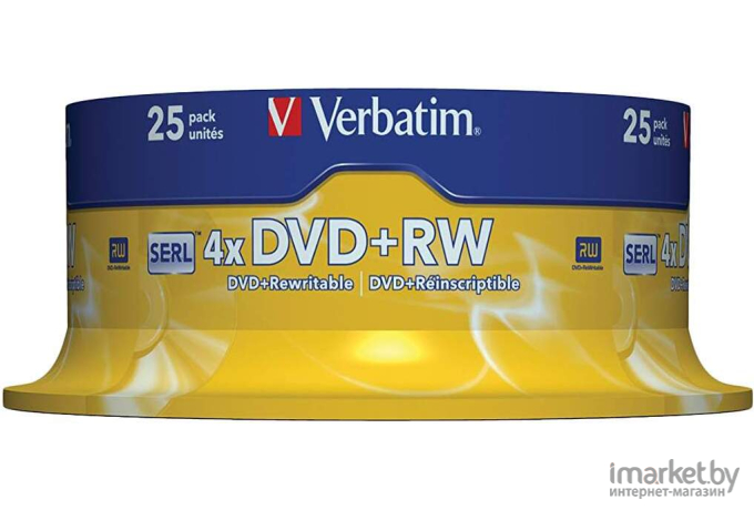 Оптический диск Verbatim DVD+RW 4.7Gb 4x DLP Silver 25 шт. CakeBox [43489]