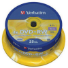 Оптический диск Verbatim DVD+RW 4.7Gb 4x DLP Silver 25 шт. CakeBox [43489]