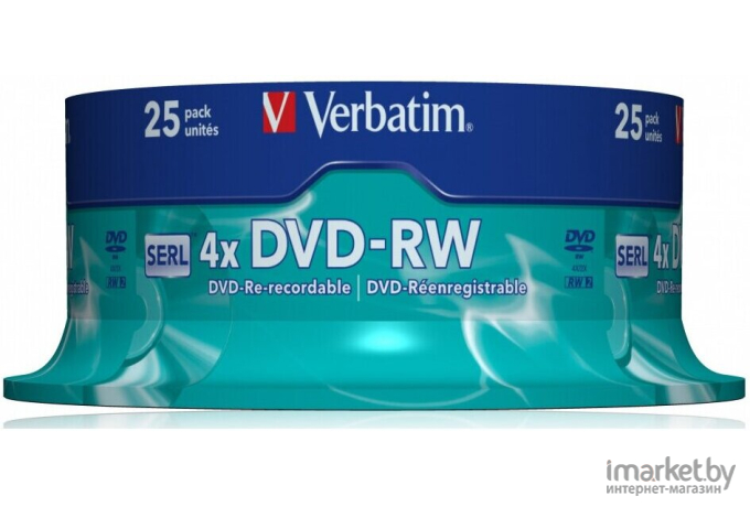 Оптический диск Verbatim DVD+RW 4.7Gb 4x DLP Silver 25 шт. CakeBox [43489]