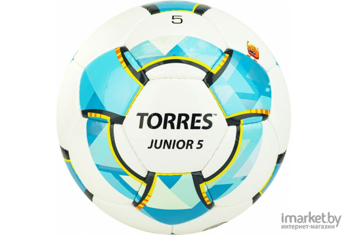 Футбольный мяч Torres Junior-5 размер 5 белый/голубой/серый [F30225]