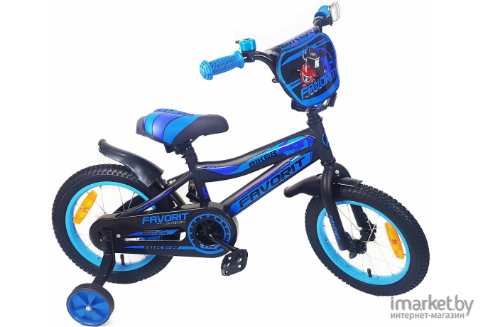 Велосипед детский Favorit Biker 14 черный/синий 2019 [BIK-14BL]