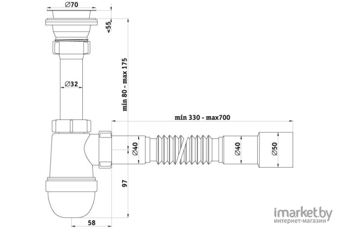 Cифон Ани пласт Сифон сливной C0115