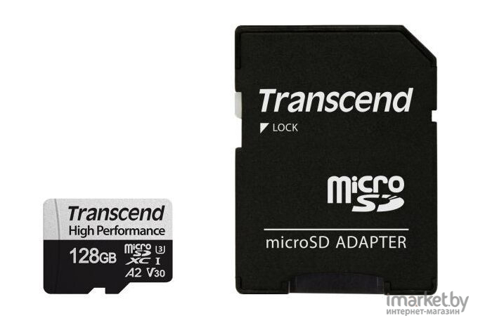 Карта памяти Transcend microSDXC 330S Class 10 128GB + адаптер [TS128GUSD330S]