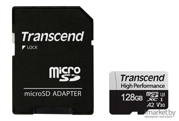 Карта памяти Transcend microSDXC 330S Class 10 128GB + адаптер [TS128GUSD330S]
