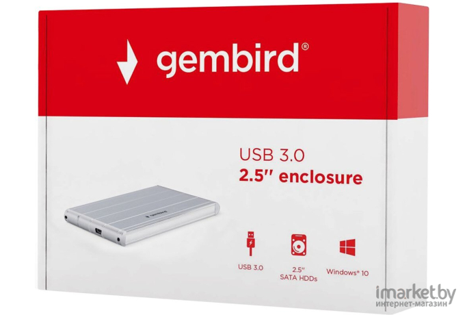 Бокс для жесткого диска Gembird EE2-U3S-5-S  USB 3.0, SATA серебристый