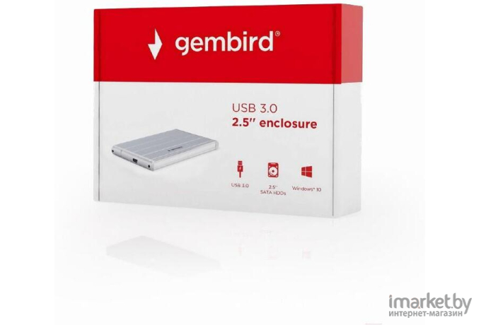 Бокс для жесткого диска Gembird EE2-U3S-5-S  USB 3.0, SATA серебристый