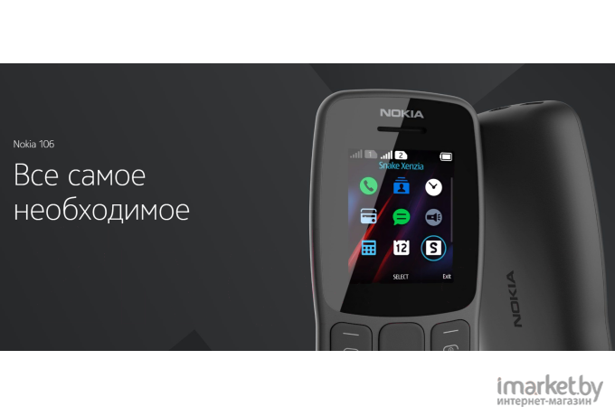 Мобильный телефон Nokia 106 DS TA-1114 Grey [16NEBD01A02]