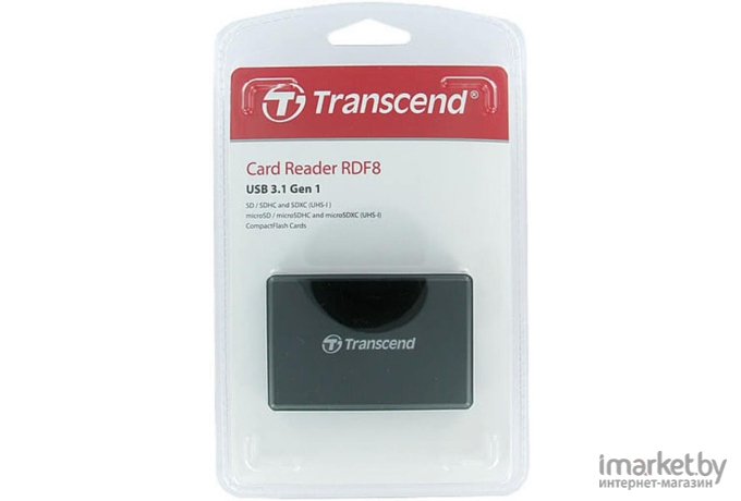 Карт-ридер Transcend All-in-1 Multi Memory Card Reader, USB 3.0/3.1 Gen 1, Black Black [TS-RDF8K2]