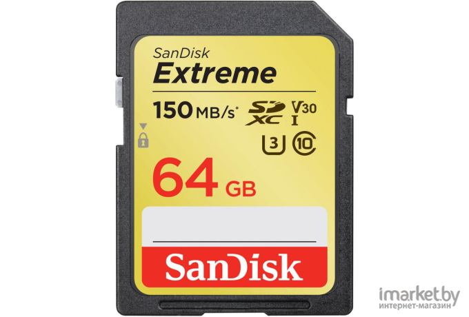 Карта памяти SanDisk Extreme SDXC Card 64GB 150MB/s V30 UHS-I U3 [SDSDXV6-064G-GNCIN]