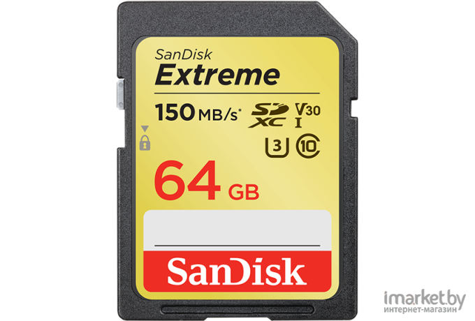 Карта памяти SanDisk Extreme SDXC Card 64GB 150MB/s V30 UHS-I U3 [SDSDXV6-064G-GNCIN]