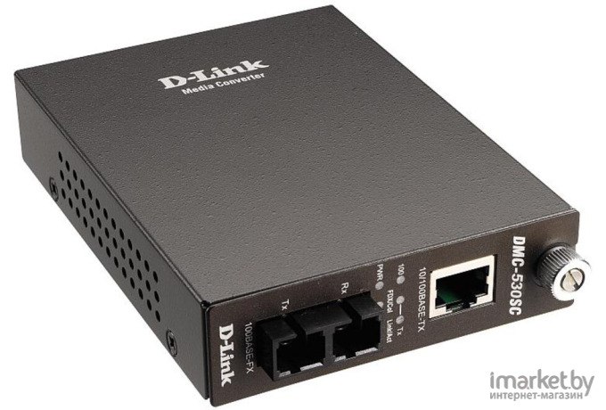 Коммутатор D-Link Медиаконвертер с 1 портом 10/100Base-TX и 1 портом 100Base-FX с разъемом SC для одномодового оптического кабеля (до 30 км) OK [DMC-530SC/D7A]
